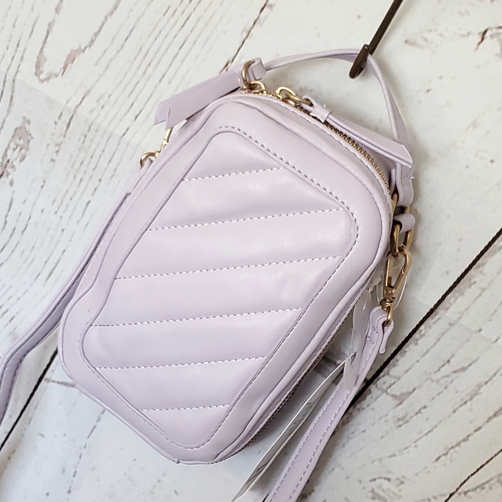Time and Tru women's vinyl phone wallet crossbody bag purple lavender - Picture 2 of 13